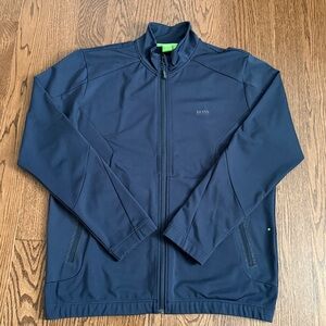 BOSS Men's Navy Lightweight Zip-Up Jacket
